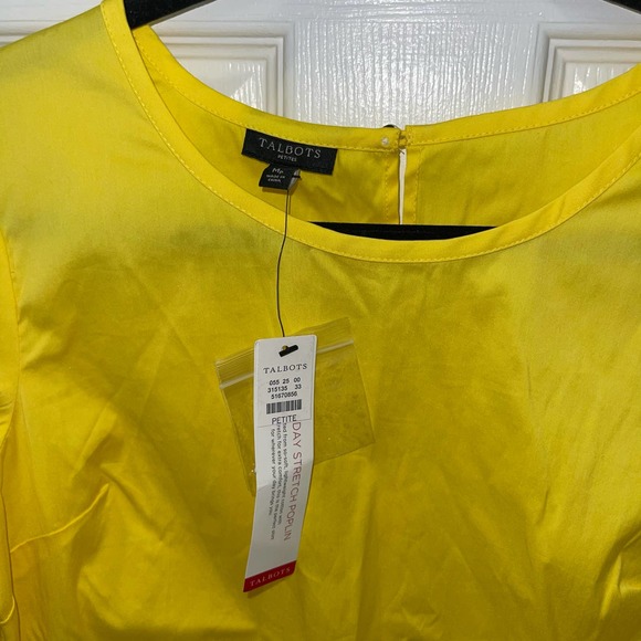 NWT‎ Talbots Mp Bright Yellow Everyday Stretch Poplin Knot Long-sleeve Blouse - Picture 2 of 11